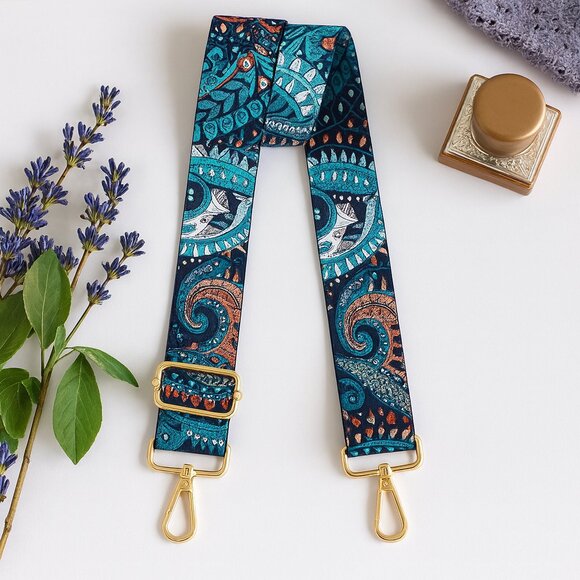 🆕️Boho Chic Adjustable Paisley Print Shoulder Strap for Bags, Cameras & Guitars - Picture 1 of 13